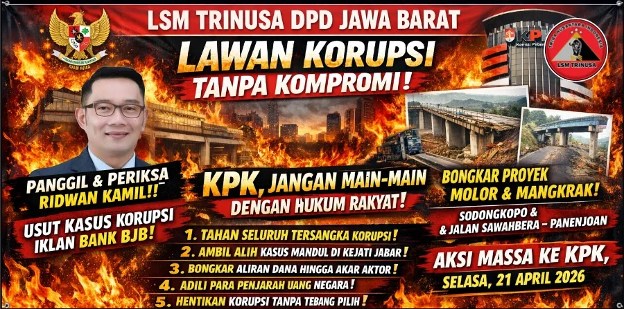 Spanduk LSM Trinusa terpapar eks Gubernur Jabar Ridwan Kamil.Dok-Narasumber