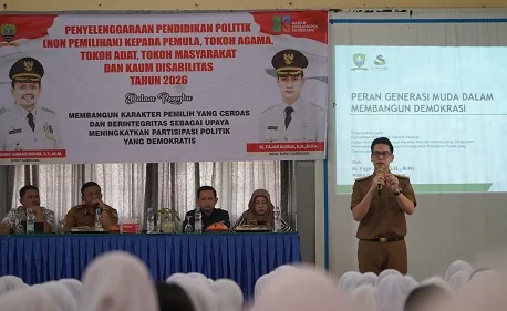 Wakil Bupati Sumedang M. Fajar Aldila membuka kegiatan sebagai upaya membangun karakter generasi muda yang cerdas dan berintegritas guna meningkatkan partisipasi politik yang demokratis.Dok-Diskominfosanditik Sumedang