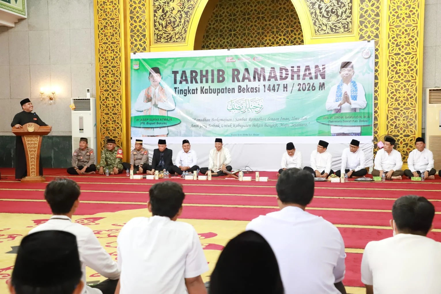 Pemkab. Bekasi menggelar Tarhib Ramadan dalam rangka menyambut bulan puasa 1447 Hijriah, dihadiri Sekretaris Daerah Kabupaten Bekasi Endin Samsudin dan tausiah agama oleh Mubaligh Ust. Nawawi Al-Aksi. Bertempat di Masjid Agung Nurul Hikmah, Komplek Perkan