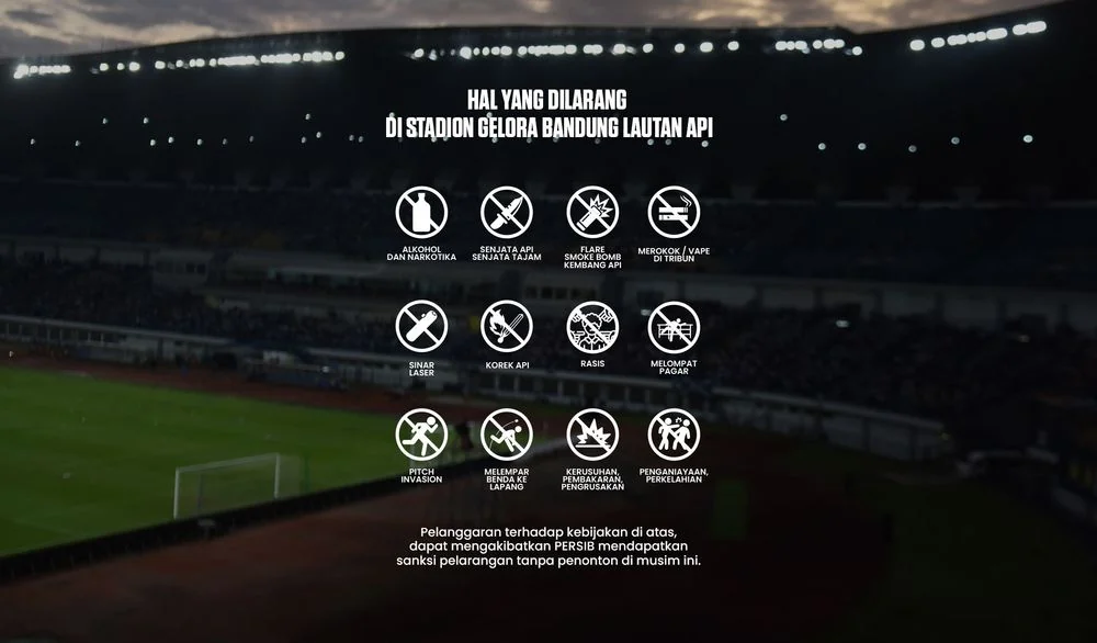 Hal yang dilarang di stadion Gelora Bandung Lautan Api (GBLA).Dok-Persib bandung