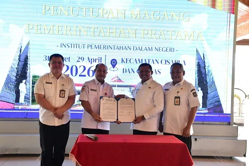 Bupati Sumedang Dony Ahmad Munir menutup Magang Pemerintahan Pratama bagi Satuan Praja Pratama IPDN Angkatan XXXVI di Pendopo PPS, Rabu (29/04/2026).Dok-Diskominfosanditik Sumedang