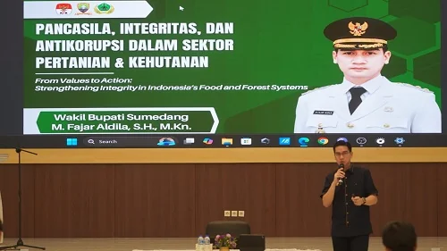 Wakil Bupati Sumedang M Fajar Aldila memberikan materi kuliah Pancasila, Intregritas dan Antikorupsi.Ist