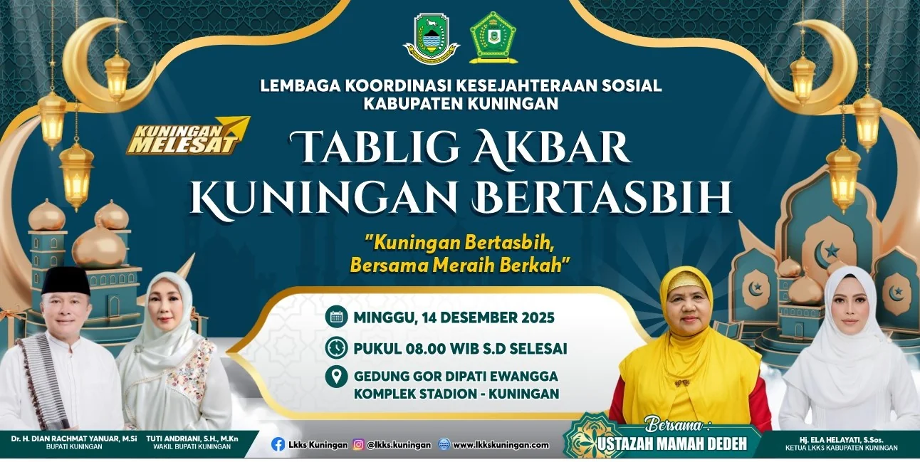Ketua LKKS Kabupaten Kuningan, Hj. Ela Helayati, menyampaikan bahwa Tabligh Akbar “Kuningan Bertasbih” merupakan bagian dari ikhtiar bersama dalam membangun kehidupan sosial masyarakat yang religius, harmonis, dan berkeadaban.Ist