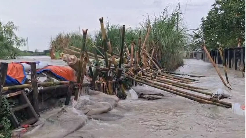 Penanganan darurat tanggul Sungai Citarum yang jebol di Desa Pantai Bakti Kecamatan Muaragembong. Dok-Newsroom Diskominfosantik Kab Bekasi