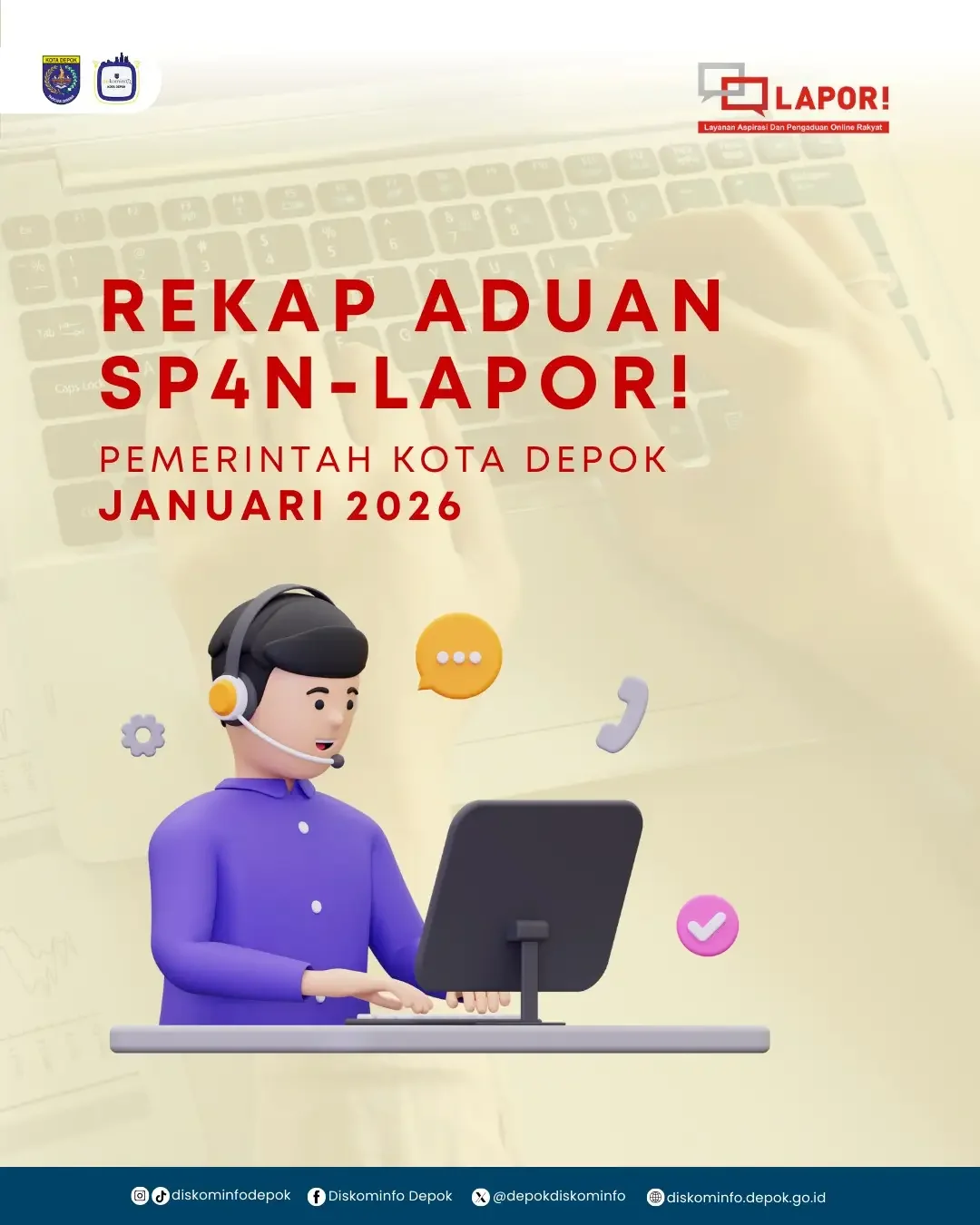 Flyer digital rekap aduan SP4N-LAPOR. (Foto:IG @diskominfo depok)