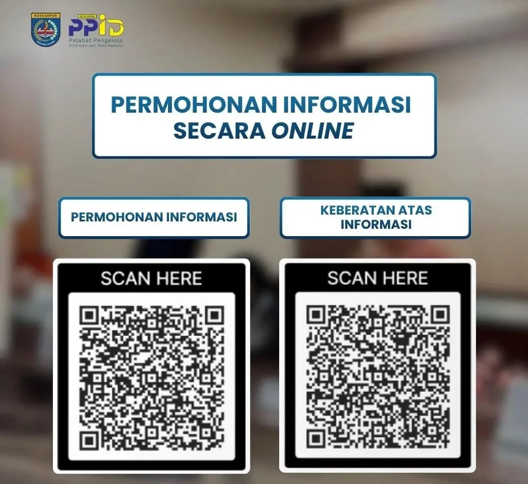 Barcode permohonan informasi dan pengajuan keberatan PPID Kota Depok. (Foto:Diskominfo)