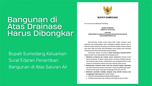 Intruksi itu tercantum dalam Surat Edaran Nomor 26 Tahun 2026 tentang Penertiban Saluran Air dan Antisipasi Bencana Banjir Pada Musim Penghujan tertanggal 30 Maret 2026.Dok-Diskominfosanditik Sumedang