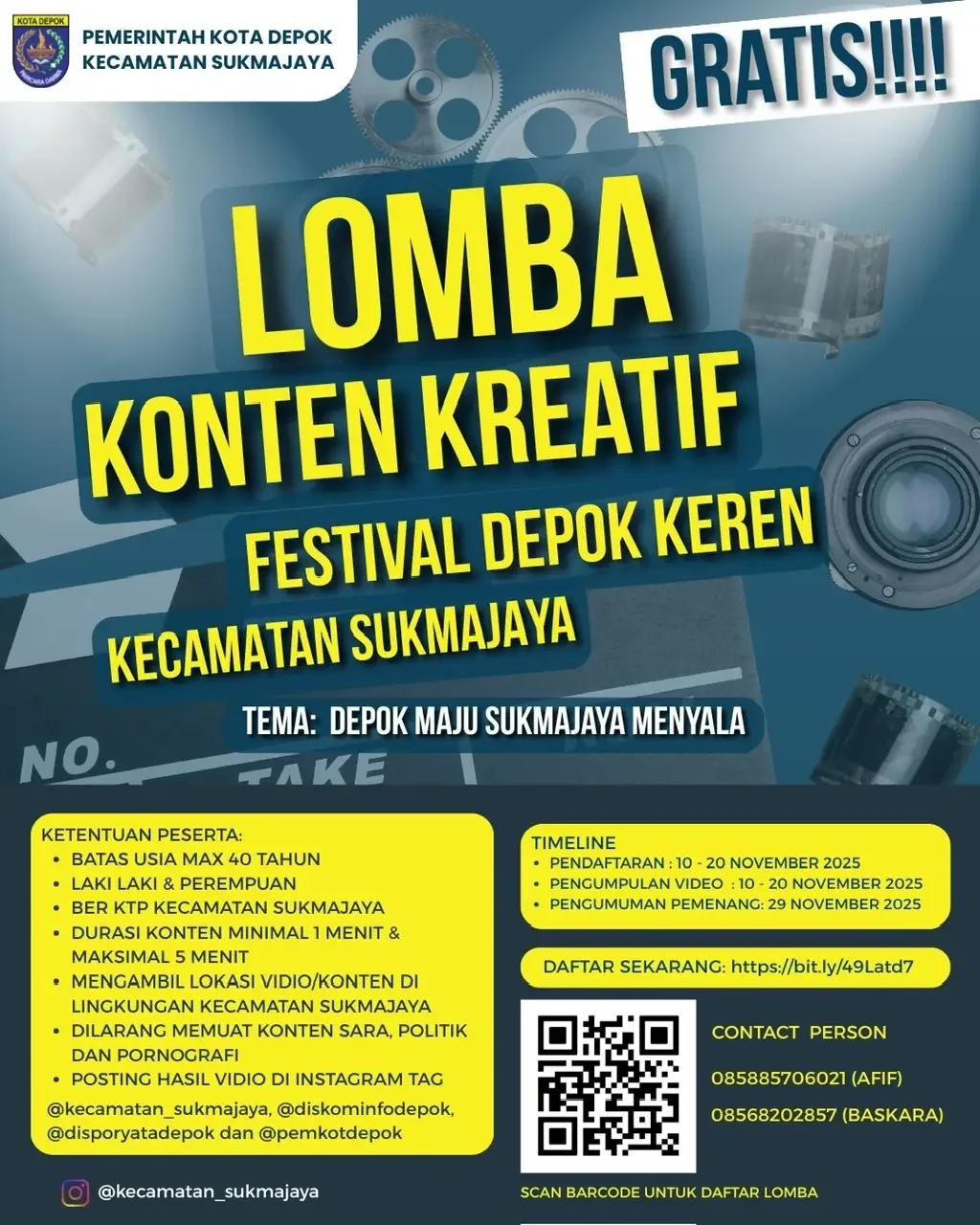 Informasi lomba konten video. (Foto: Kecamatan Sukmajaya)