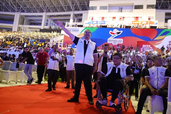 Menteri Pemuda dan Olahraga Republik Indonesia (Menpora RI) Dito Ariotedjo menyampaikan Peparnas menjadi momentum untuk menegaskan bahwa olahraga menjadi hak semua orang tanpa terkecuali.(foto:herry/kemenpora).