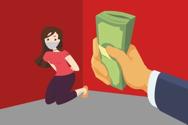 Ilustrasi foto seorang wanita diming-imingin uang.Ist