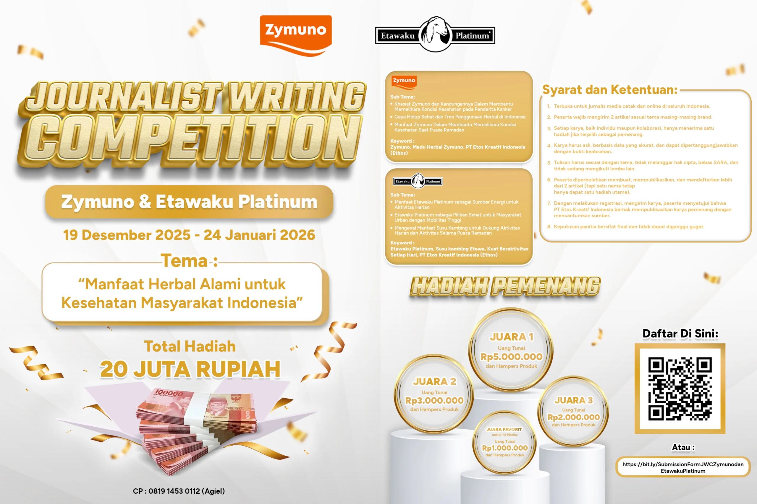Kompetisi Menulis Jurnalis PT Ethos 2025 berhadiah total 20 Juta Rupiah.