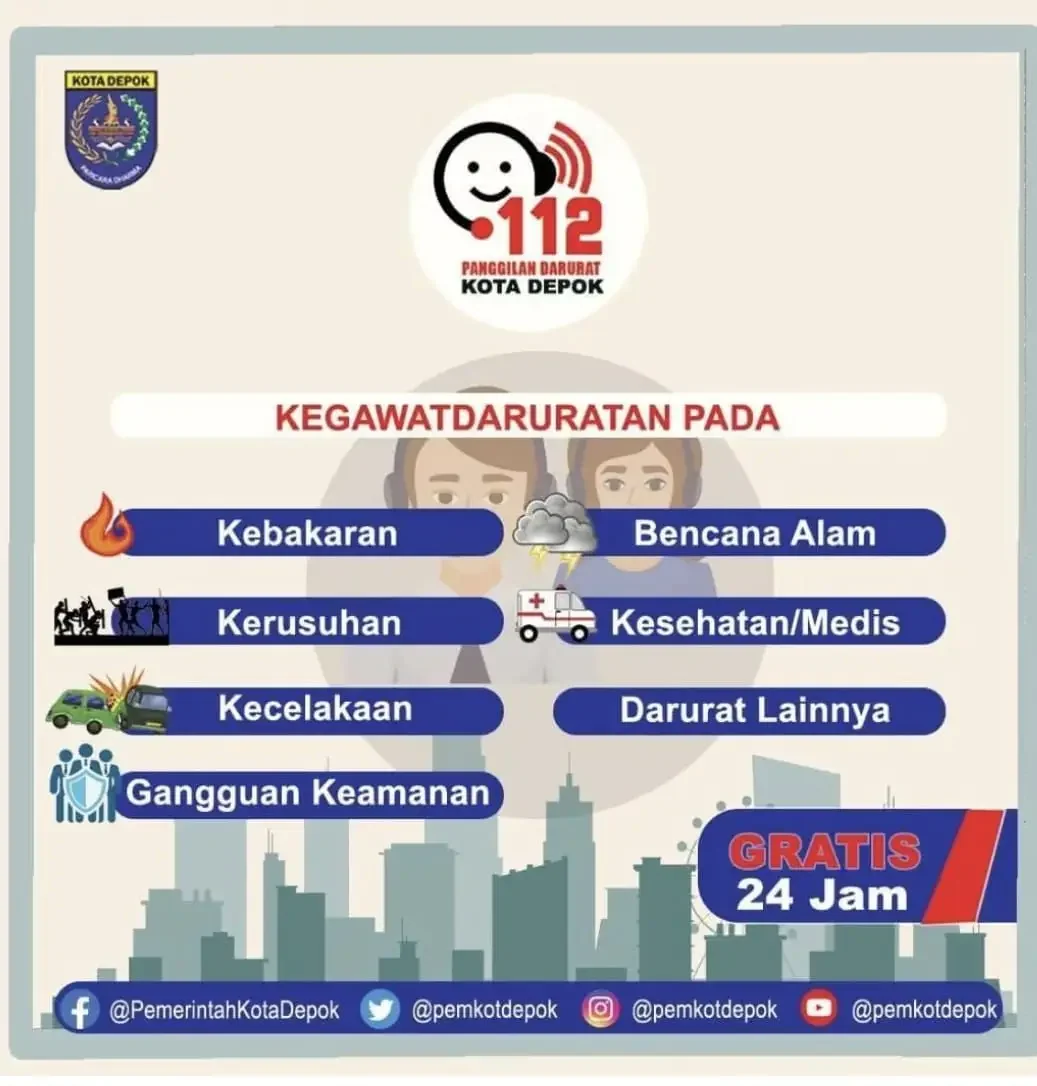 Leaflet layanan 112. (Foto: Diskominfo Depok)