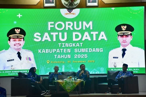 Bupati Sumedang Dony Ahmad Munir  saat memberikan arahan dalam Forum Satu Data dan Pelatihan Sumedang AI.Ist
