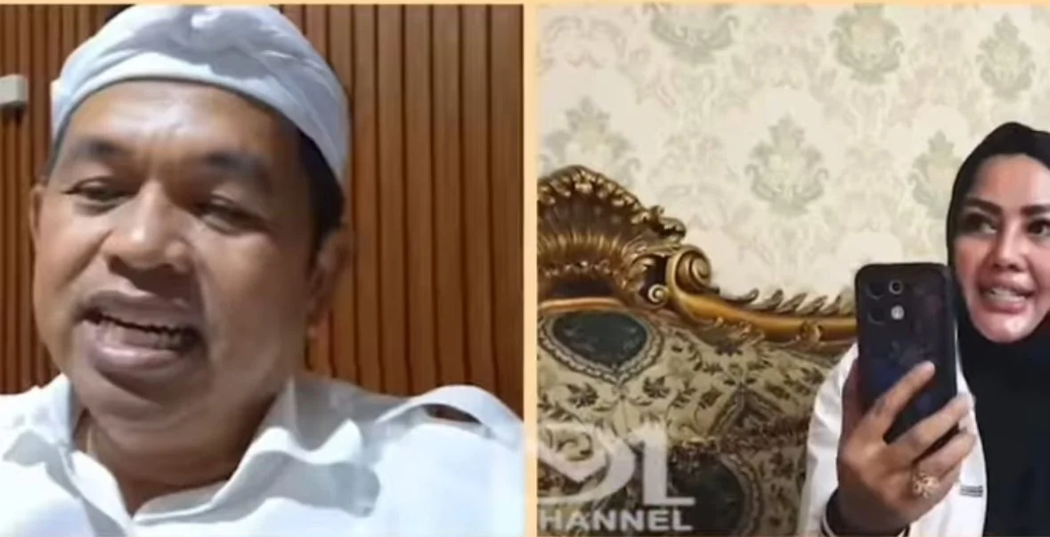 Gubernur Jawa Barat, Dedi Mulyadi saat menegur dan menasihati Kepala Desa Gunung Menyan, Kabupaten Bogor, Wiwin Komalasari.