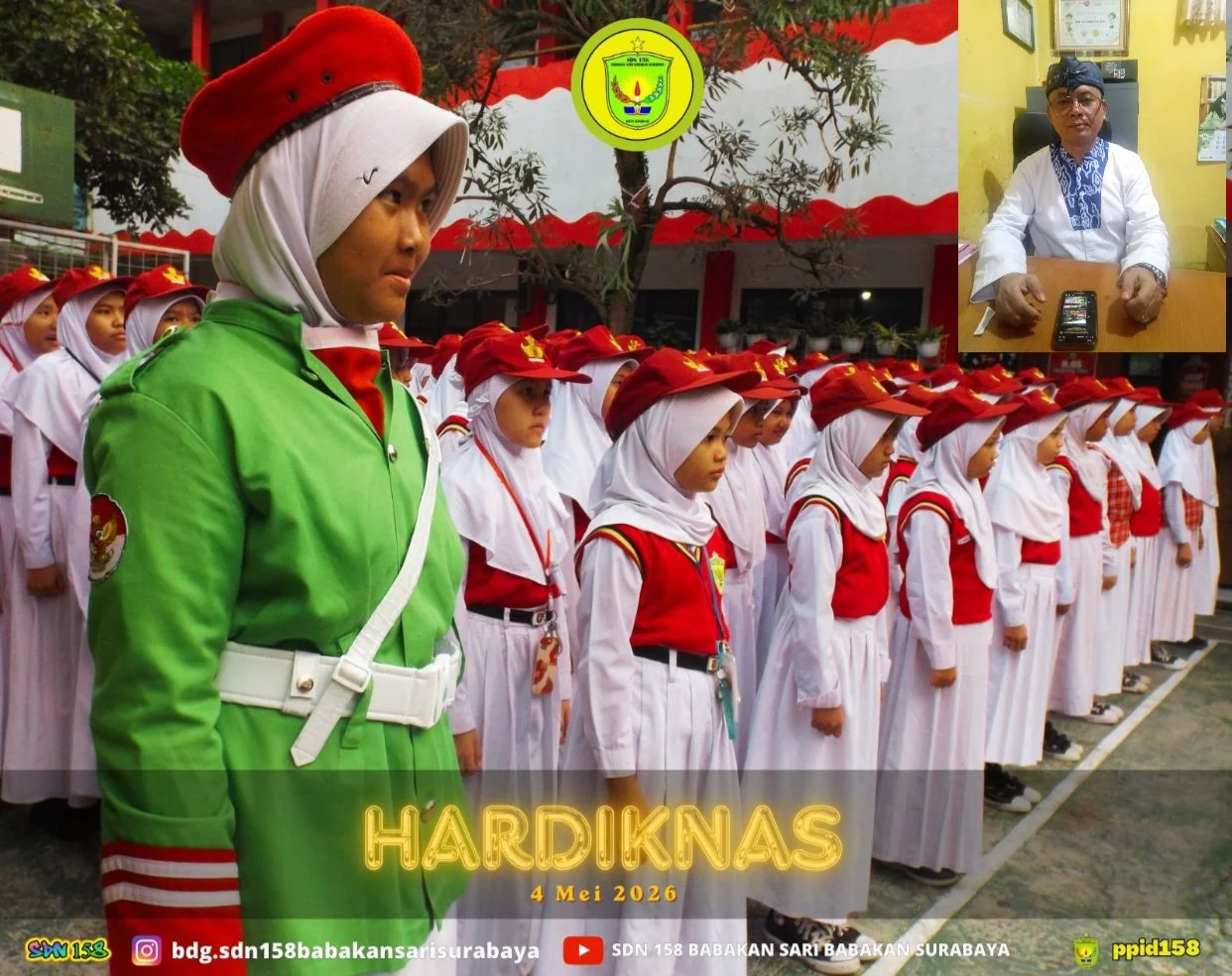 Upacara peringati Hardiknas SDN 158 Babakan Sari Kota Bandung.Dok-Narsum