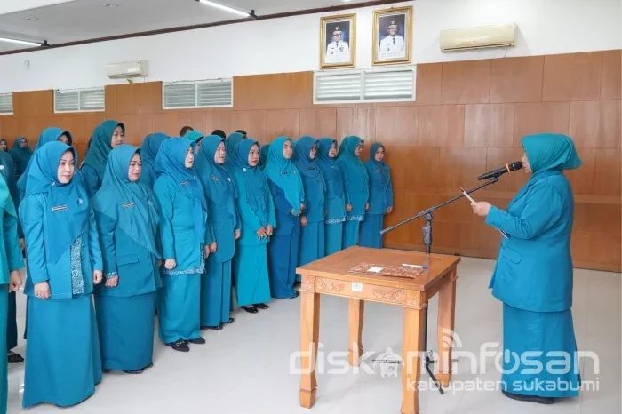 Pelantikan dilakukan oleh Ketua TP PKK Kabupaten Sukabumi di Pendopo Sukabumi.Ist