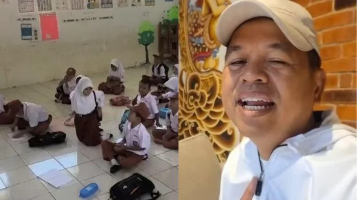 Murid di SDN Cibitung Sukabumi Belajar di Lantai, Dedi Mulyadi Sentil Kadisdik Jabar Purwanto