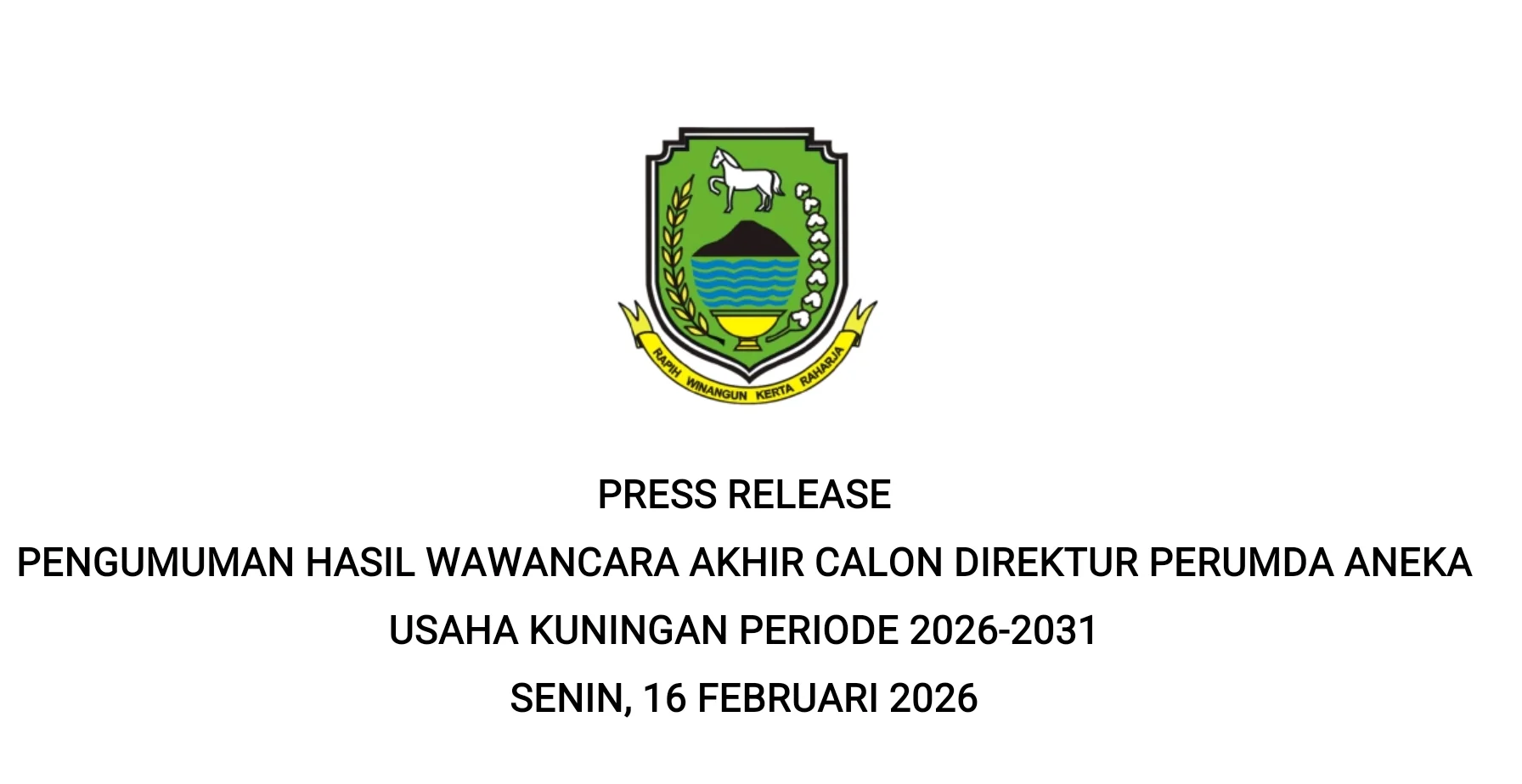 Ketua Panitia Seleksi Calon Direktur Perusahaan Umum Daerah (Perumda) Aneka Usaha Kuningan Periode 2026–2031 Uu Kusmana, S.Sos., M.Si.Dok-IKP/Diskominfo Kuningan