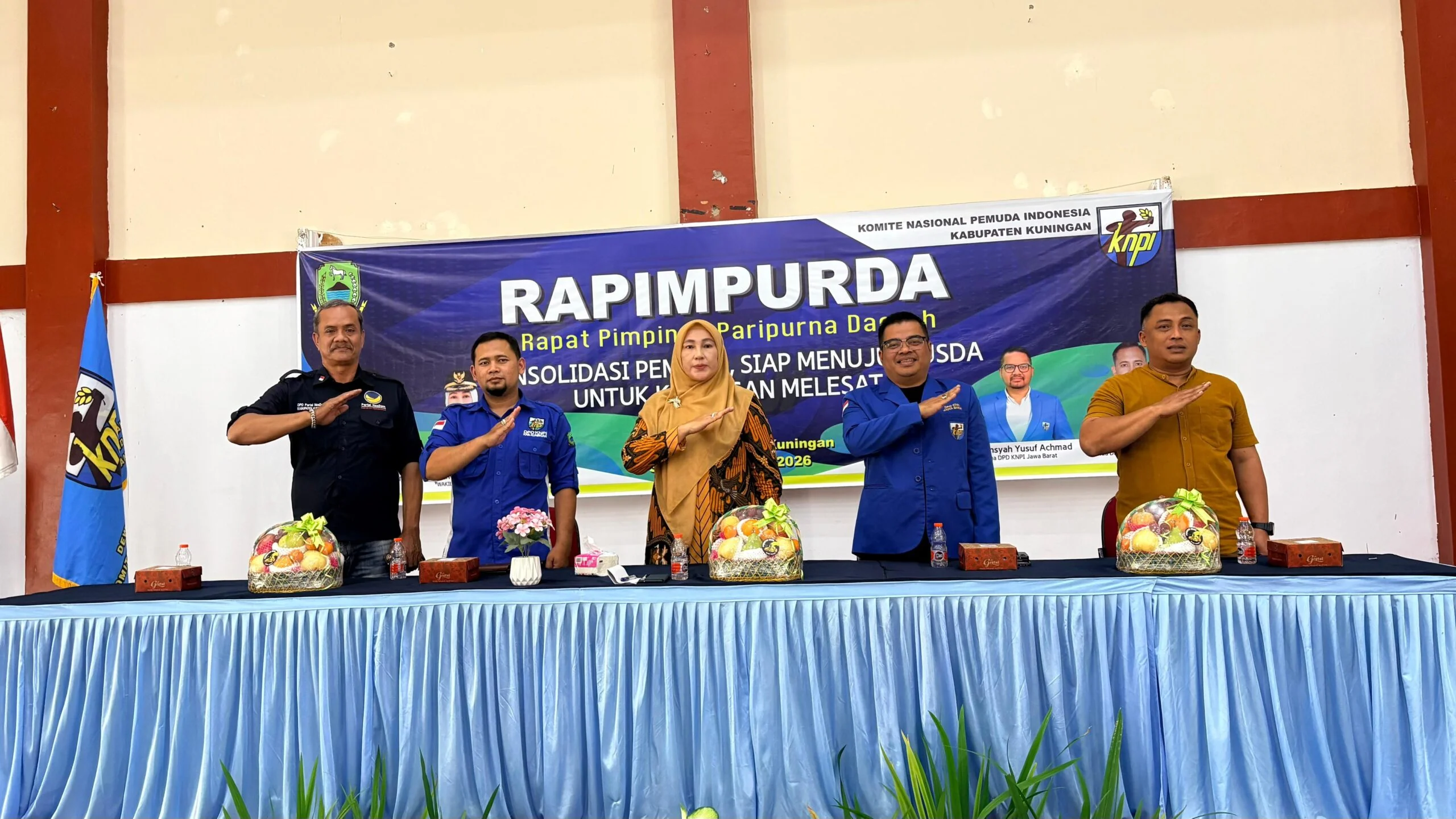 Wakil Bupati Kuningan, Tuti Andriani, menghadiri sekaligus menyampaikan apresiasi atas pelaksanaan Rapat Pimpinan Paripurna Daerah (Rapimpurda) Dewan Pengurus Daerah Komite Nasional Pemuda Indonesia (DPD KNPI) Kabupaten Kuningan.Dok-IKP/Diskominfo Kuninga