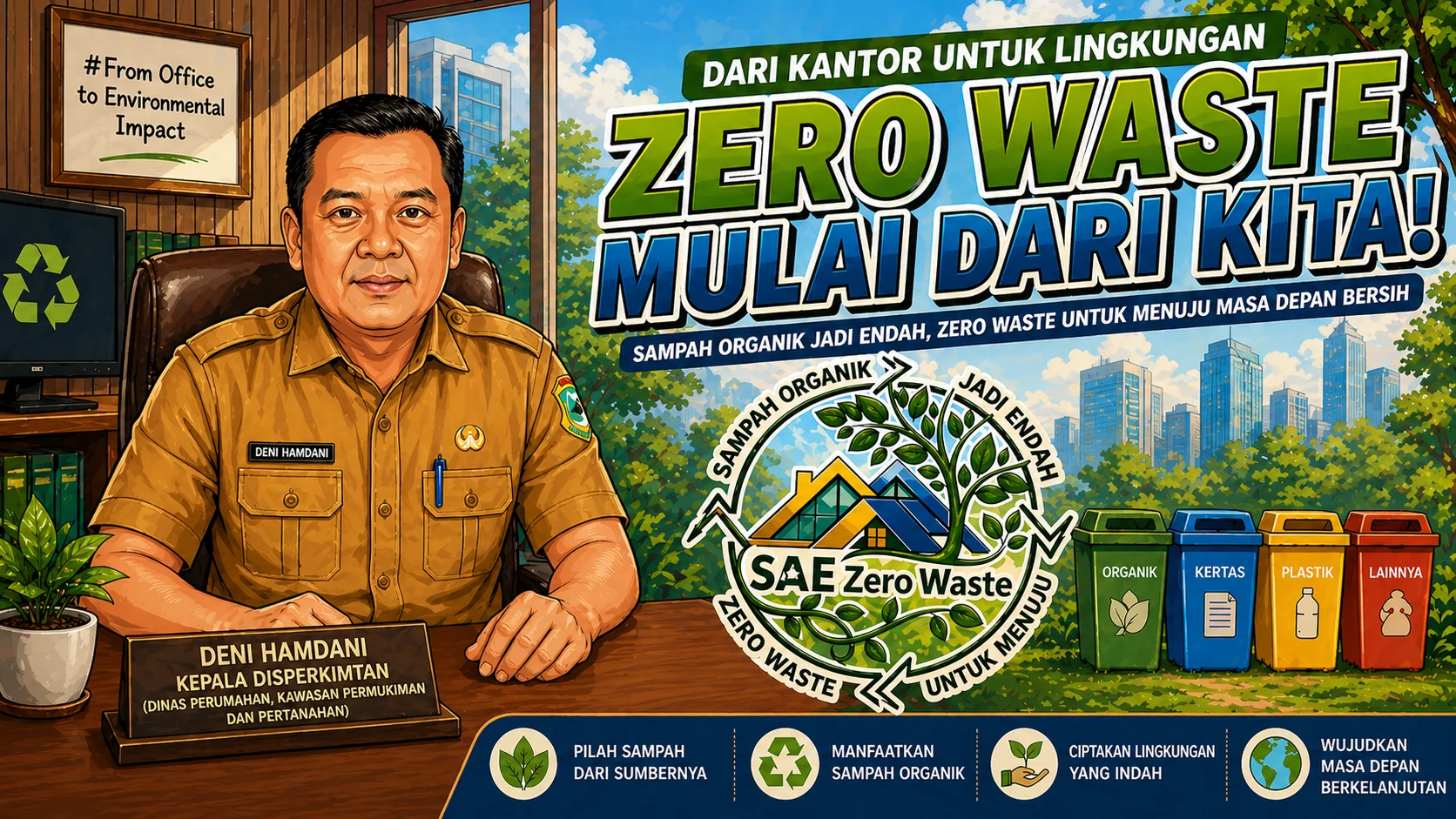 Kepala Disperkimtan Dr.H.Deni Hamdani,S.Sos.,M.Si menyampaikan bahwa gerakan ini bukan sekadar program internal, melainkan bentuk komitmen bersama dalam mengelola sampah dari sumbernya.Dok-Diskominfo Kuningan