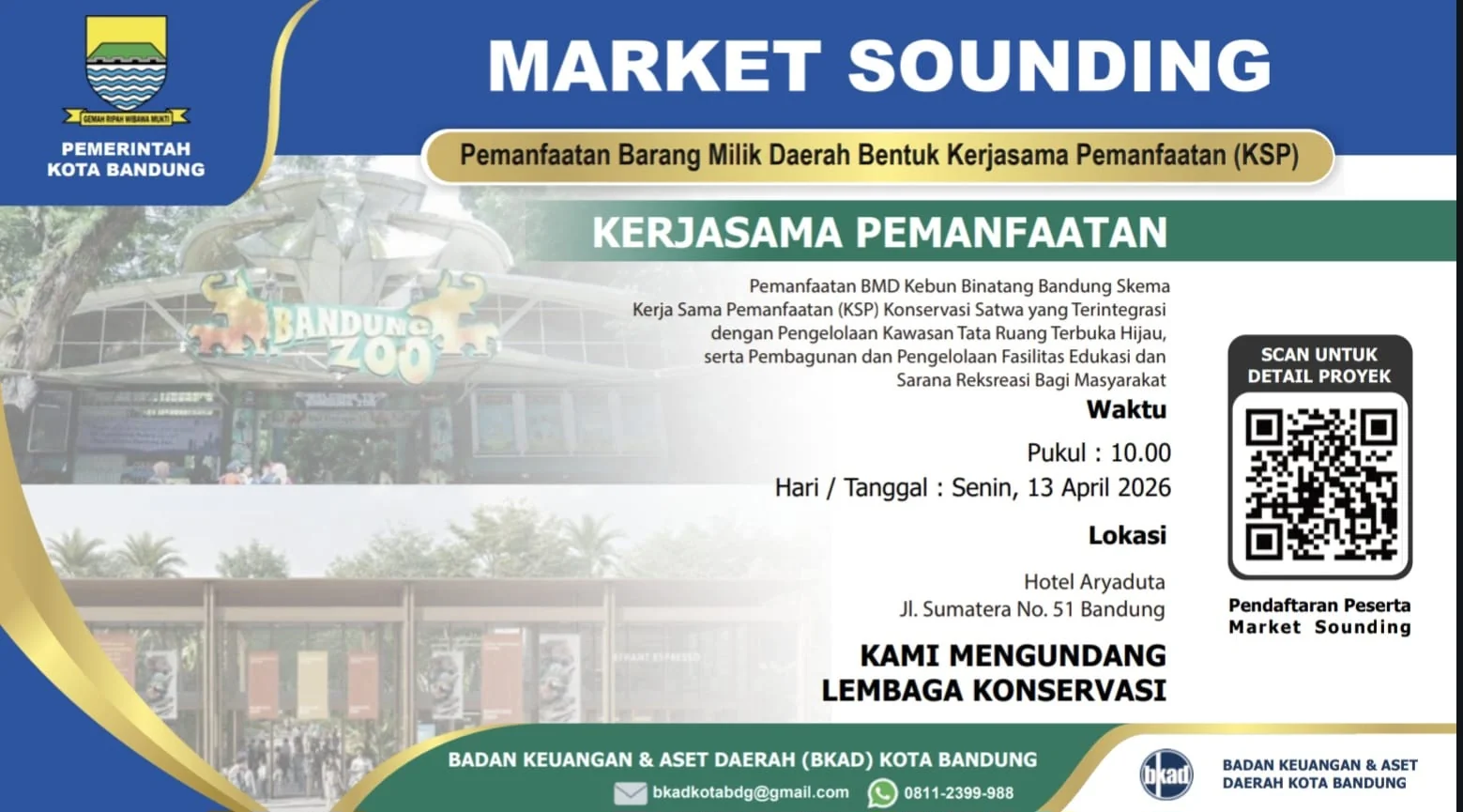 Pemerintah Kota (Pemkot) Bandung resmi membuka peluang kerja sama pengelolaan Bandung Zoo melalui kegiatan market sounding yang akan digelar pada Senin, 13 April 2026 mendatang.Dok-Diskominfo Kota Bandung