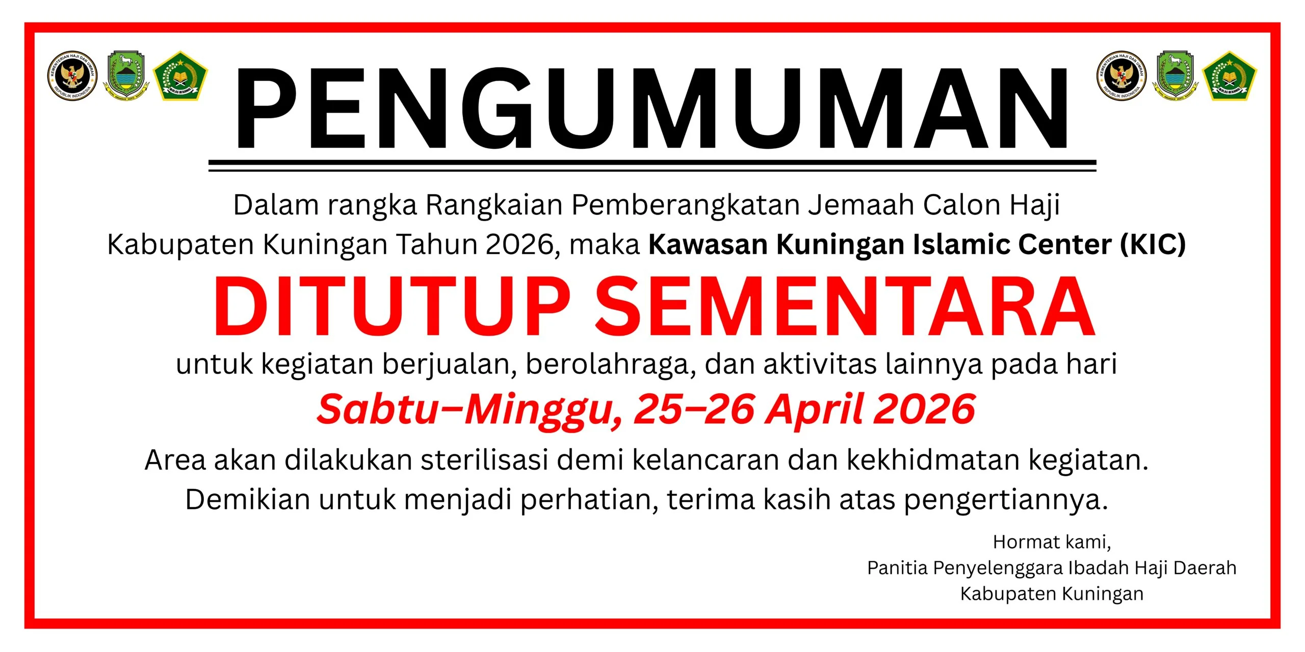 Sebanyak 690 Calon Jemaah Haji (Calhaj) asal Kabupaten Kuningan dijadwalkan berangkat ke Tanah Suci dalam dua kelompok terbang (kloter) melalui Embarkasi Kertajati.Dok-Diskominfo Kuningan