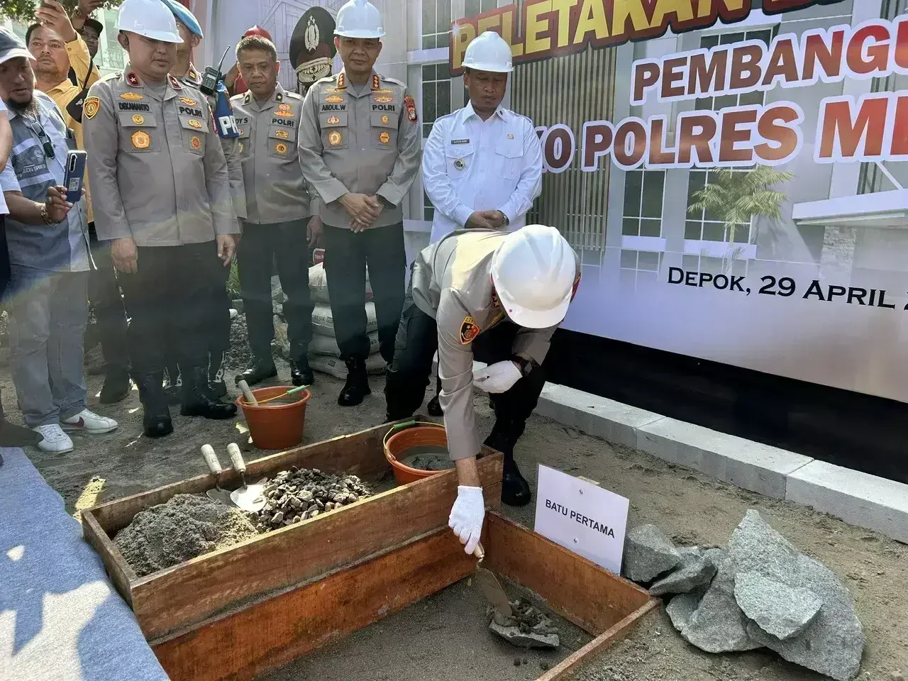 Pembangunan gedung baru Markas Komando (Mako) Kepolisian Resor (Polres) Metro Depok.Dok-Diskominfo Depok